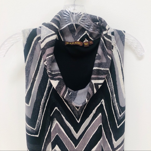 Barami Cowl Neck Sleeveless Dress Gray White Black Size 4 - Picture 5 of 8
